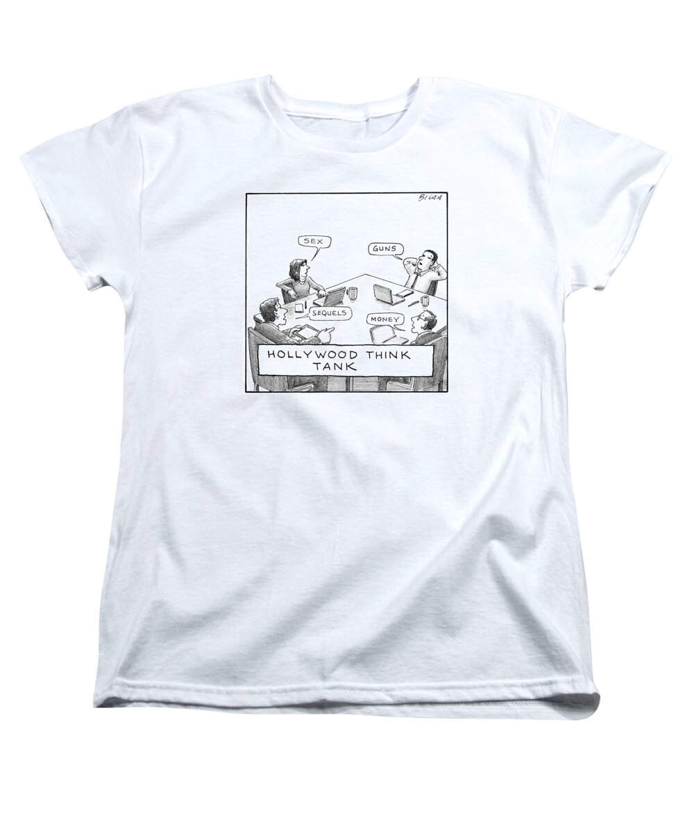 Hollywood Think Tank Women's T-Shirt (Standard Fit) featuring the drawing Hollywood Think Tank by Harry Bliss