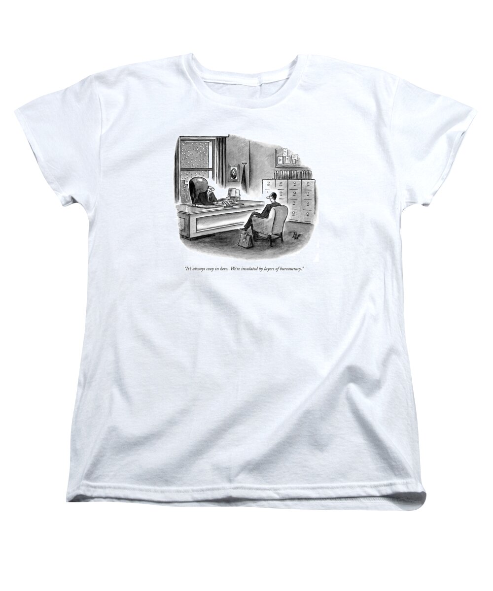 Business Women's T-Shirt (Standard Fit) featuring the drawing It's Always Cozy In Here. We're Insulated by Frank Cotham