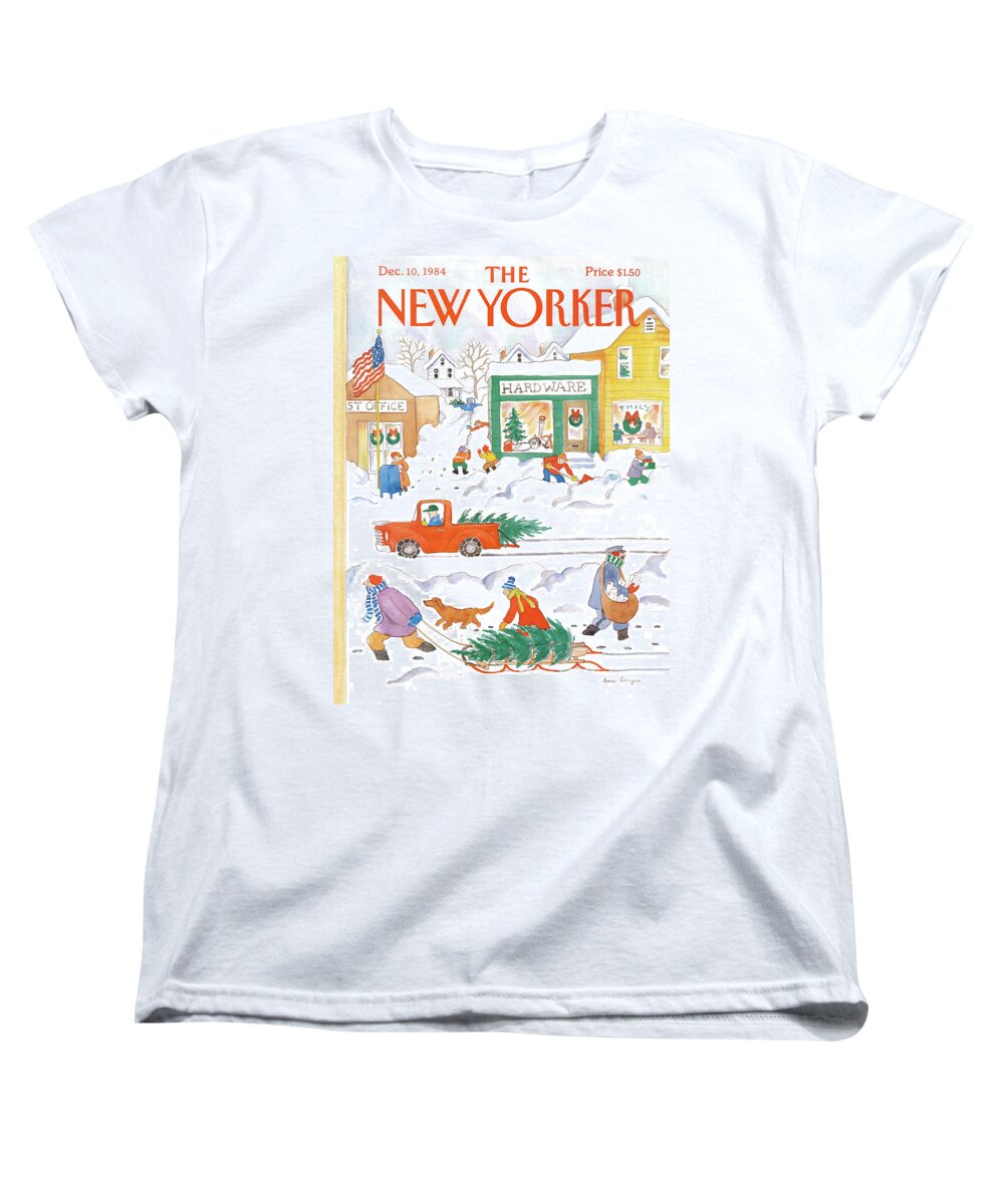 Weather Women's T-Shirt (Standard Fit) featuring the painting New Yorker December 10th, 1984 by Anne Burgess