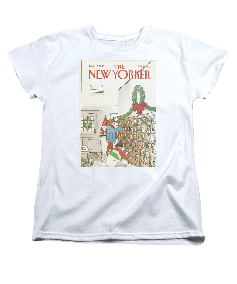 Christmas Women's T-Shirt (Standard Fit) featuring the painting New Yorker December 12th, 1983 by Arthur Getz