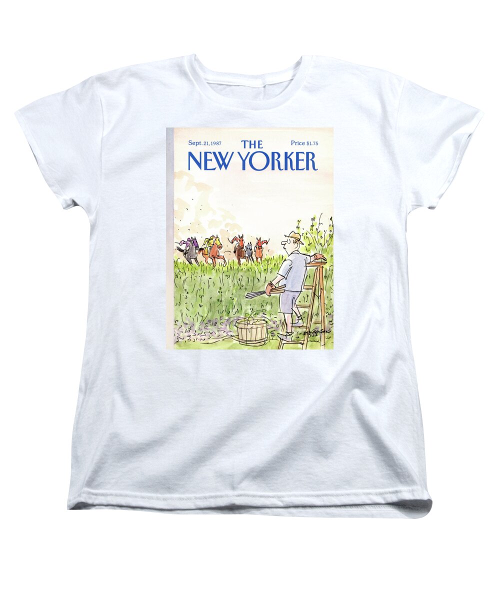  Nature Women's T-Shirt (Standard Fit) featuring the painting New Yorker September 21st, 1987 by James Stevenson