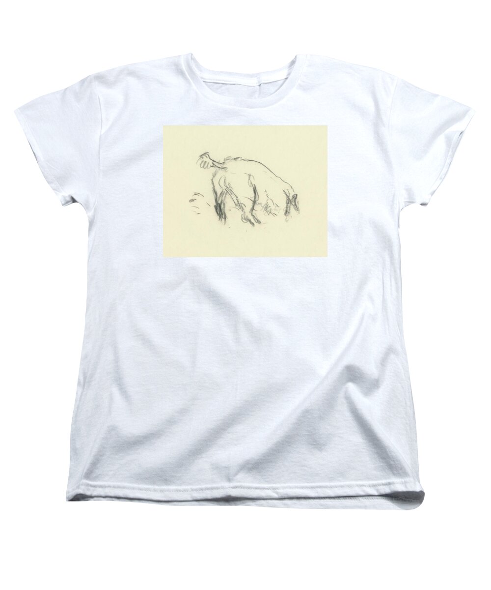 Fashion Women's T-Shirt (Standard Fit) featuring the digital art Sketch Of A Dog Digging A Hole by Carl Oscar August Erickson