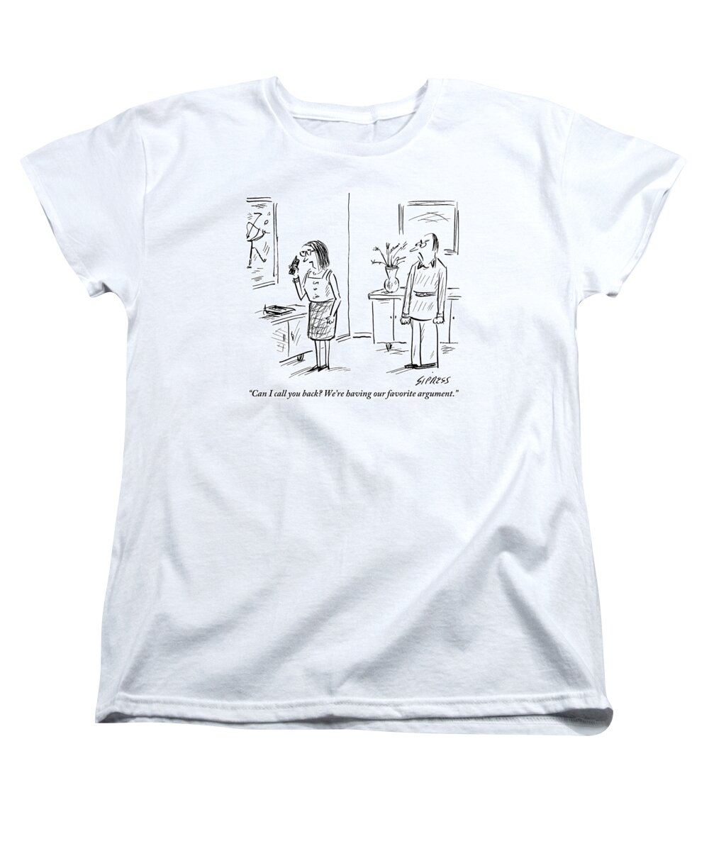 Call Women's T-Shirt (Standard Fit) featuring the drawing Woman Talks On Phone by David Sipress