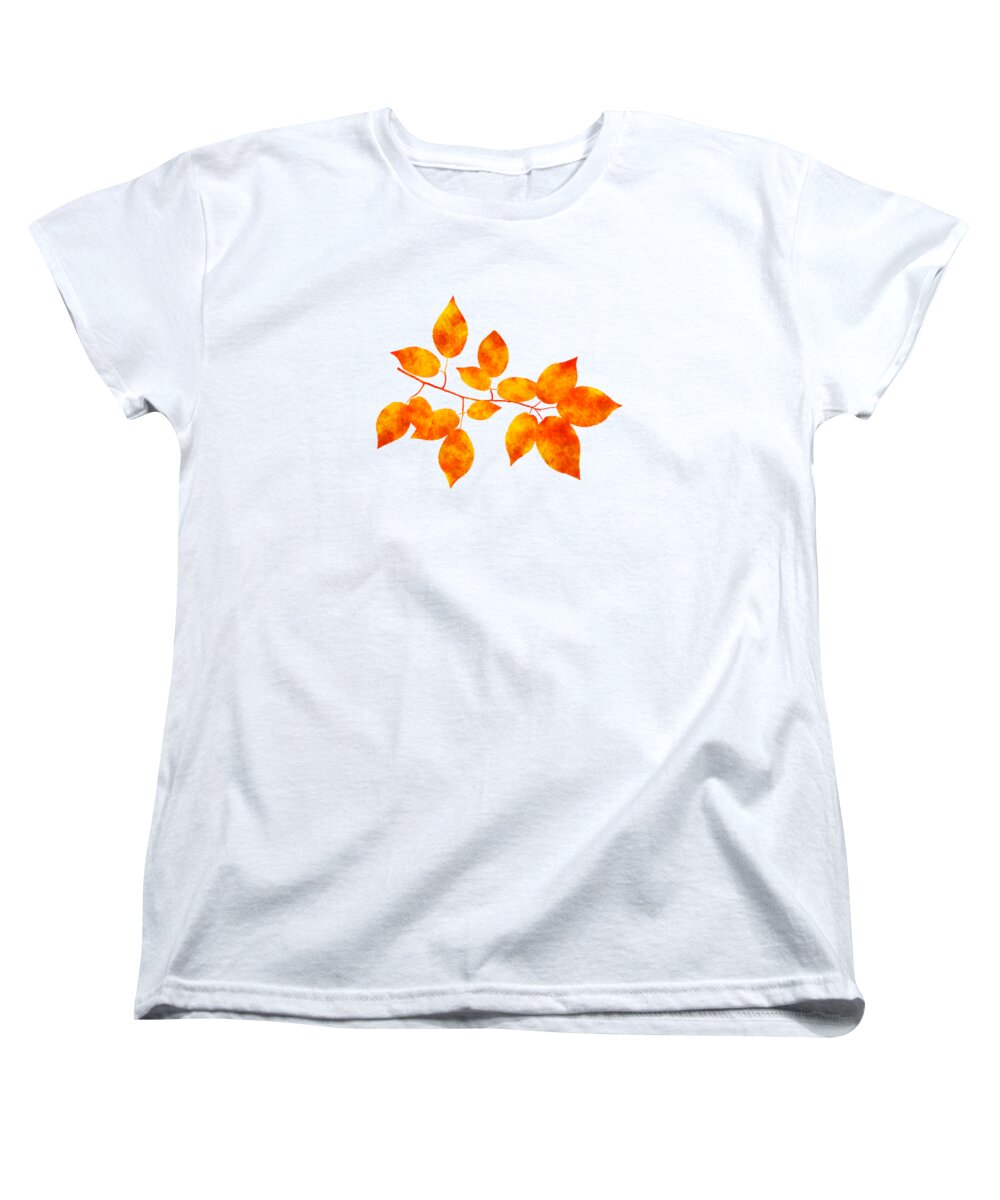 Leaves Women's T-Shirt (Standard Fit) featuring the mixed media Black Cherry Pressed Leaf Art by Christina Rollo