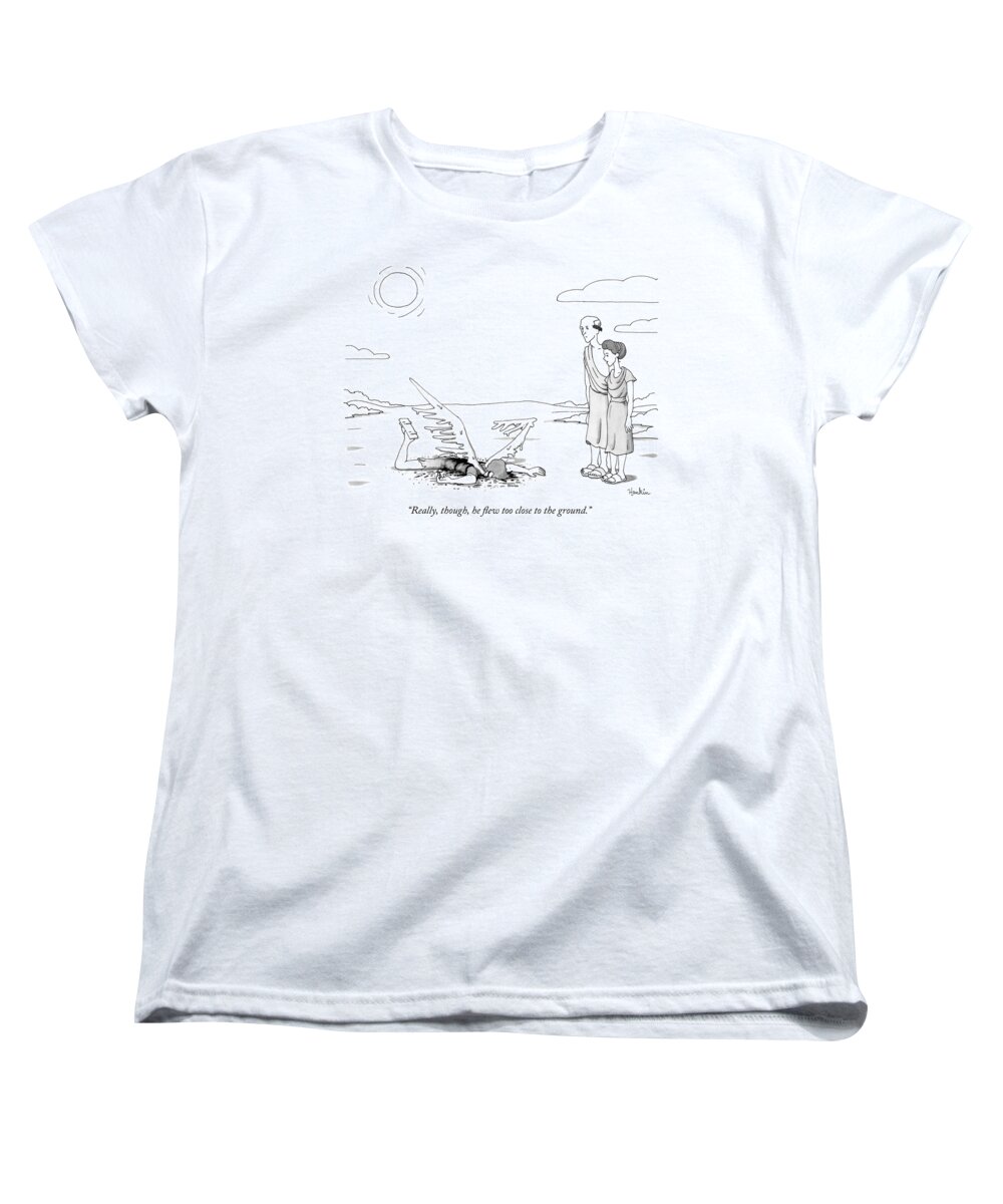 really Women's T-Shirt (Standard Fit) featuring the drawing Icarus crashing by Charlie Hankin
