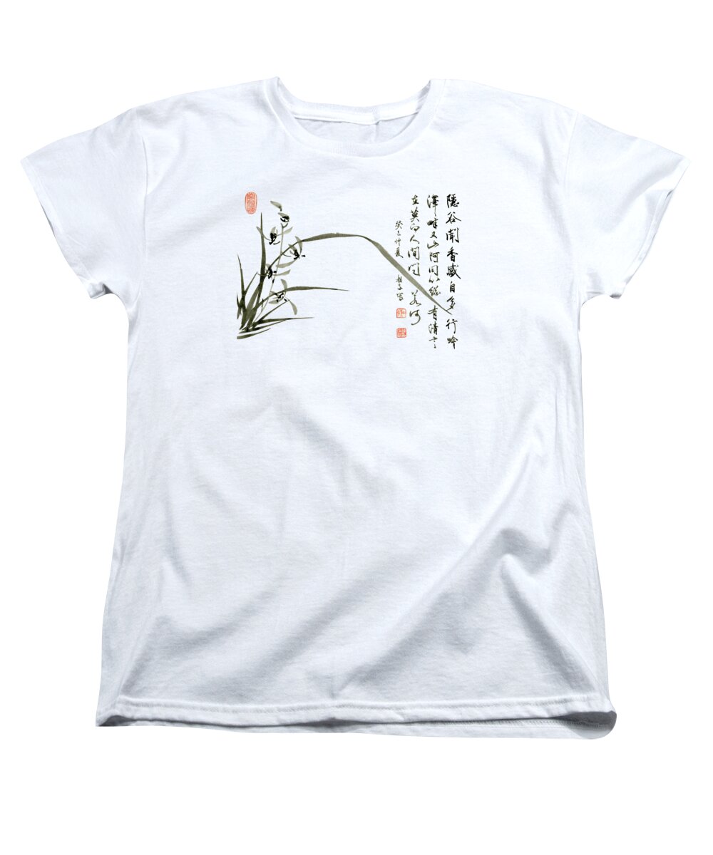 Orchid Women's T-Shirt (Standard Fit) featuring the painting Orchid - 61 by River Han