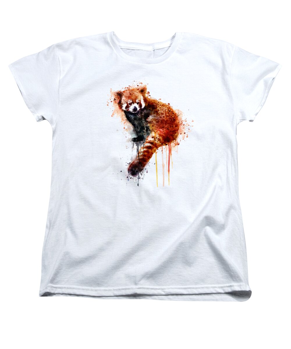 Marian Voicu Women's T-Shirt (Standard Fit) featuring the painting Red Panda by Marian Voicu