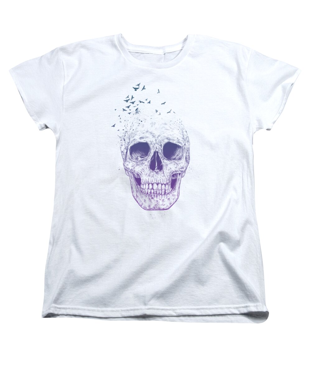 Skull Women's T-Shirt (Standard Fit) featuring the mixed media Let them fly by Balazs Solti
