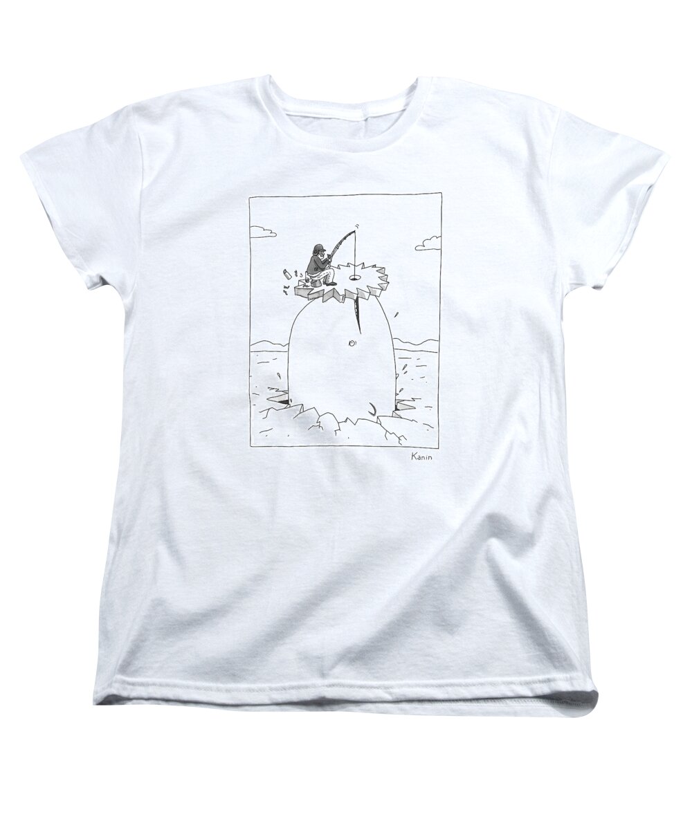 Captionless Women's T-Shirt (Standard Fit) featuring the drawing Gone Fishing by Zachary Kanin