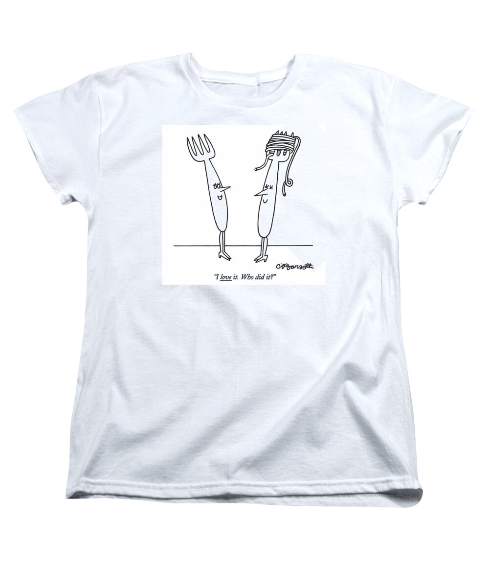 Women Women's T-Shirt (Standard Fit) featuring the drawing I Love It. Who Did It? by Charles Barsotti