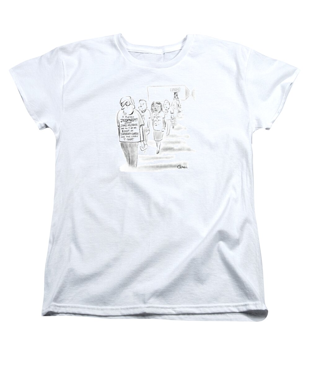Captionless Women's T-Shirt (Standard Fit) featuring the drawing I Played Jeopardy by Lisa Rothstein