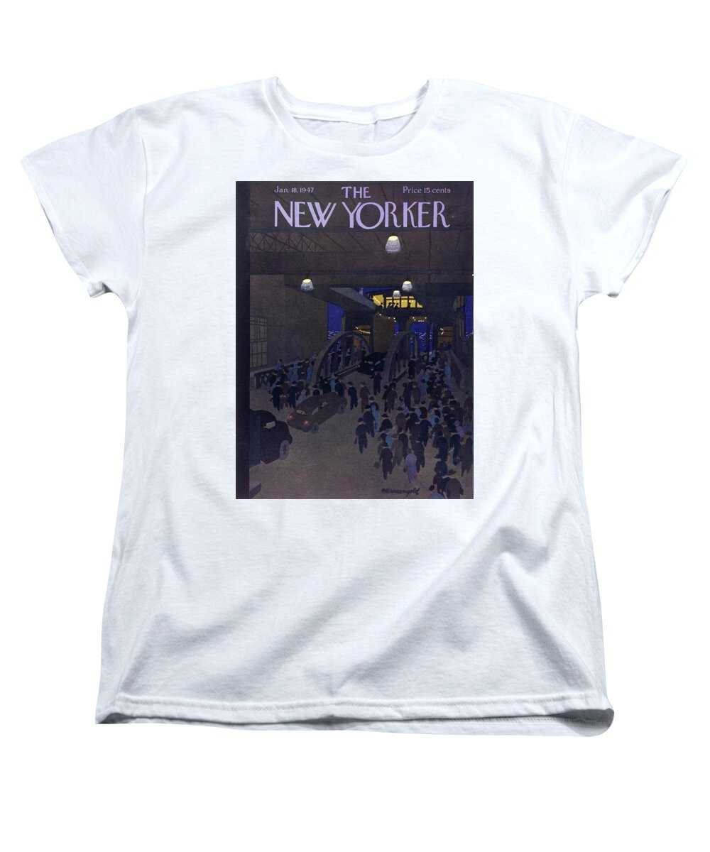 Illustration Women's T-Shirt (Standard Fit) featuring the painting New Yorker January 18, 1947 by Arthur K Kronengold