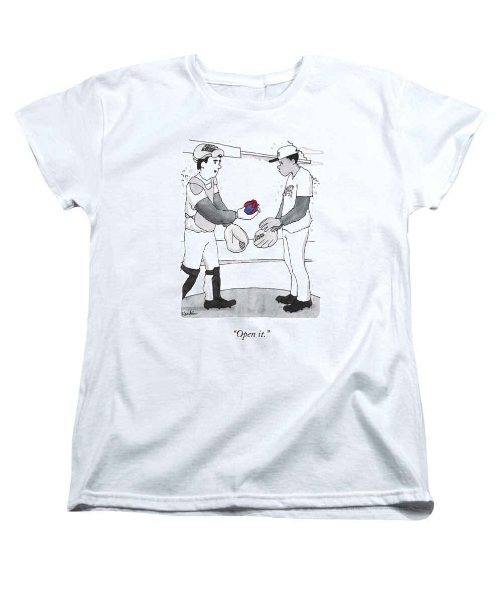open It. Women's T-Shirt (Standard Fit) featuring the drawing Open It by Charlie Hankin
