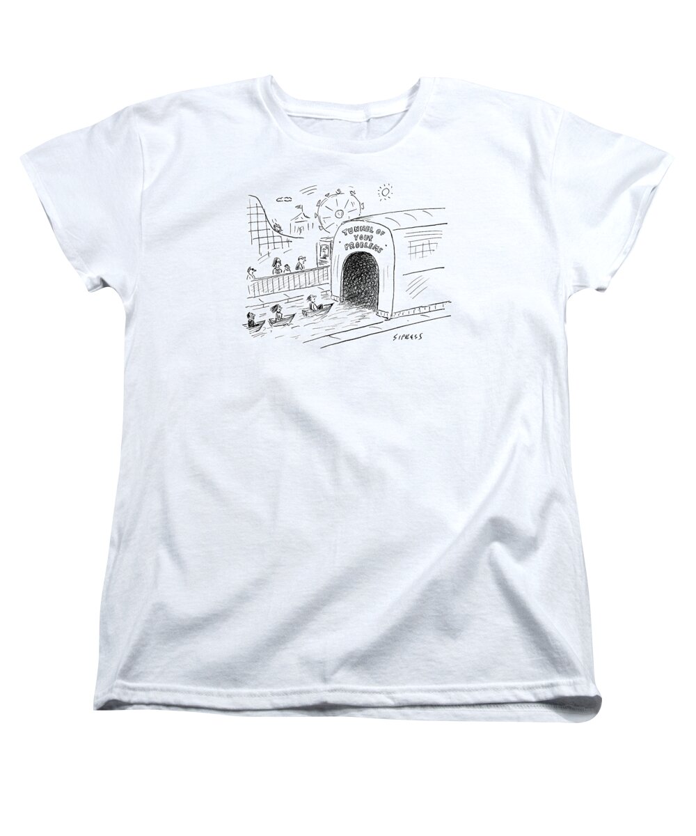Tunnel Of Your Problems Women's T-Shirt (Standard Fit) featuring the drawing Tunnel of Problems by David Sipress