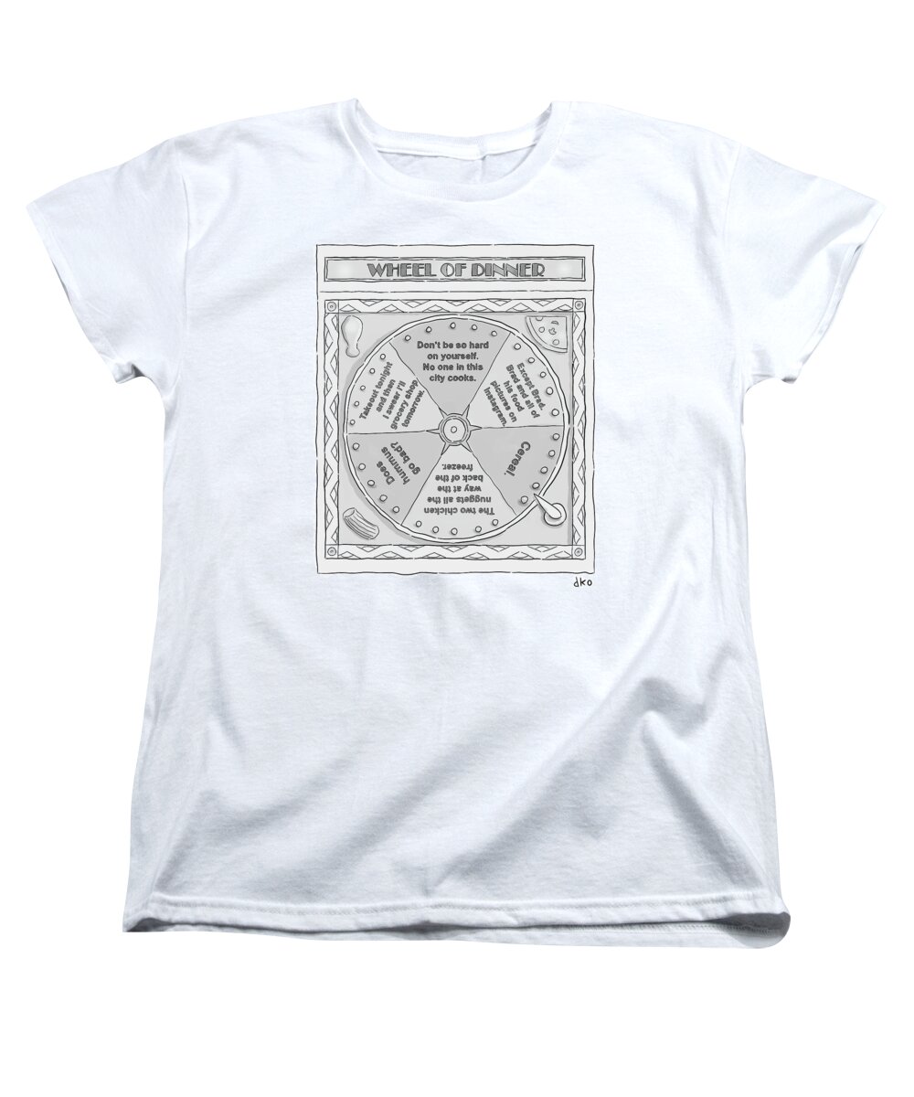 Wheel Of Dinner Women's T-Shirt (Standard Fit) featuring the drawing Wheel of Dinner by David Ostow