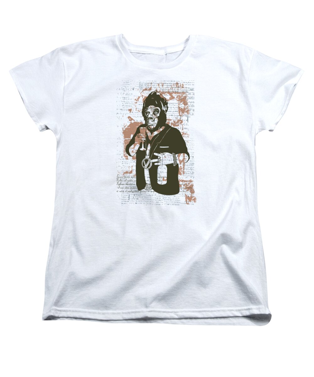 Monkey Women's T-Shirt (Standard Fit) featuring the digital art Gangster Gorilla by Jacob Zelazny