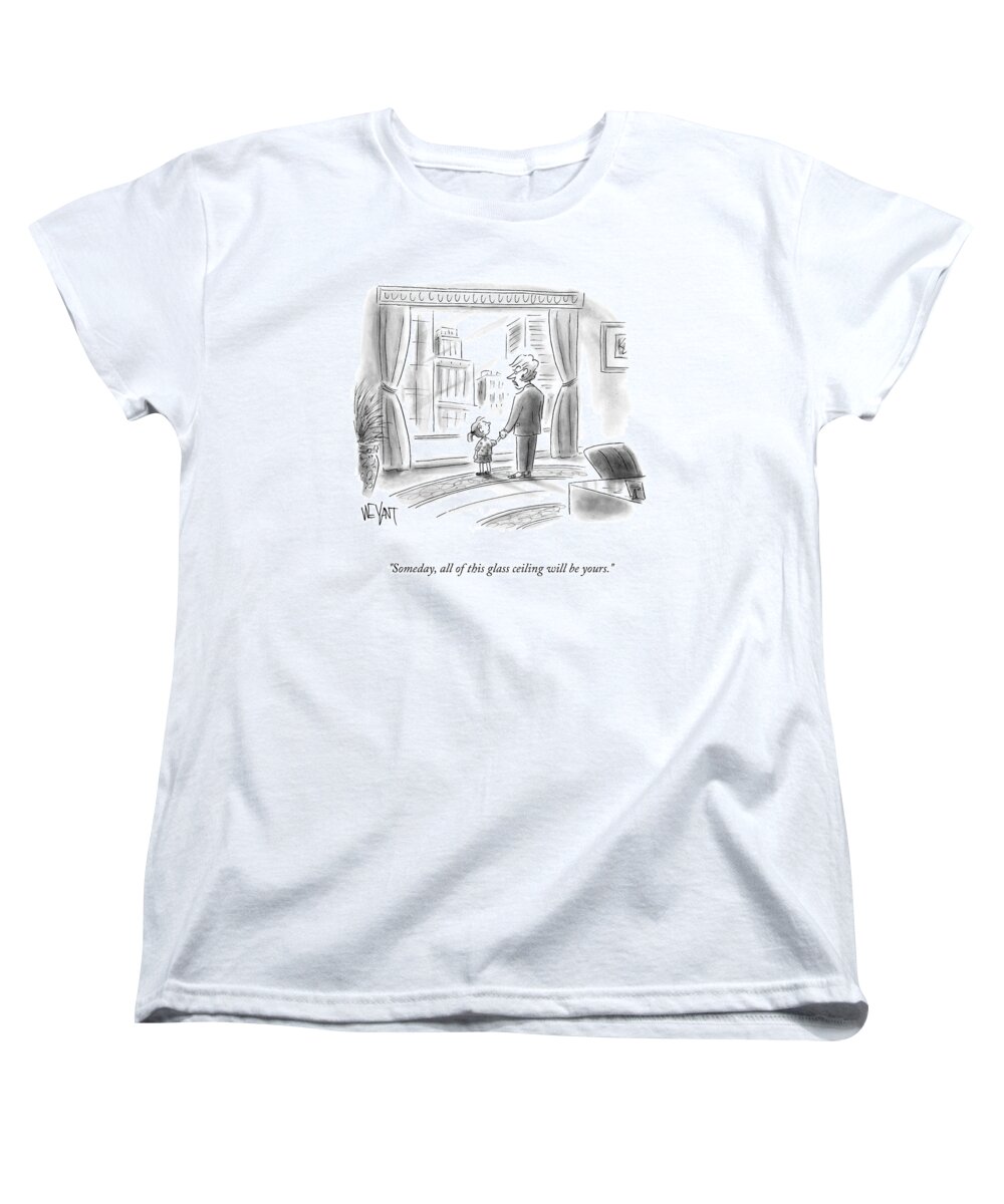 Someday Women's T-Shirt (Standard Fit) featuring the drawing This Glass Ceiling by Christopher Weyant