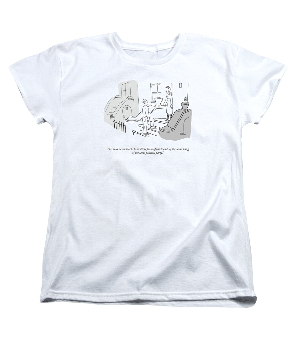 This Will Never Work Women's T-Shirt (Standard Fit) featuring the drawing This Will Never Work by Robert Leighton