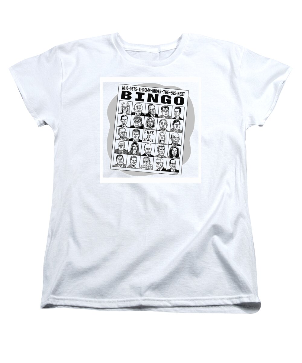 Captionless Women's T-Shirt (Standard Fit) featuring the drawing Under the Bus Bingo by Ward Sutton