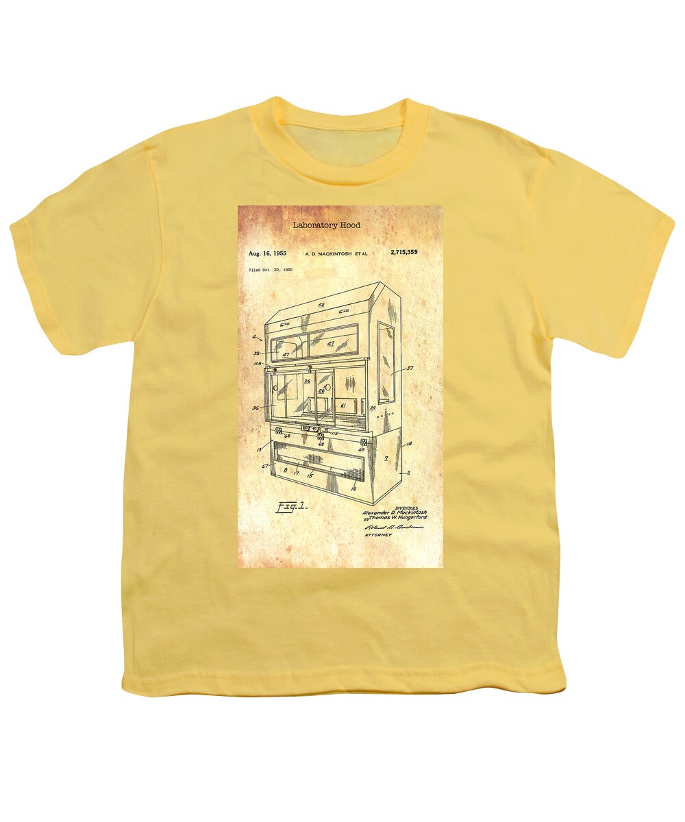 Patent Youth T-Shirt featuring the drawing Laboratory Hood Patent 1955 #3 by Mountain Dreams