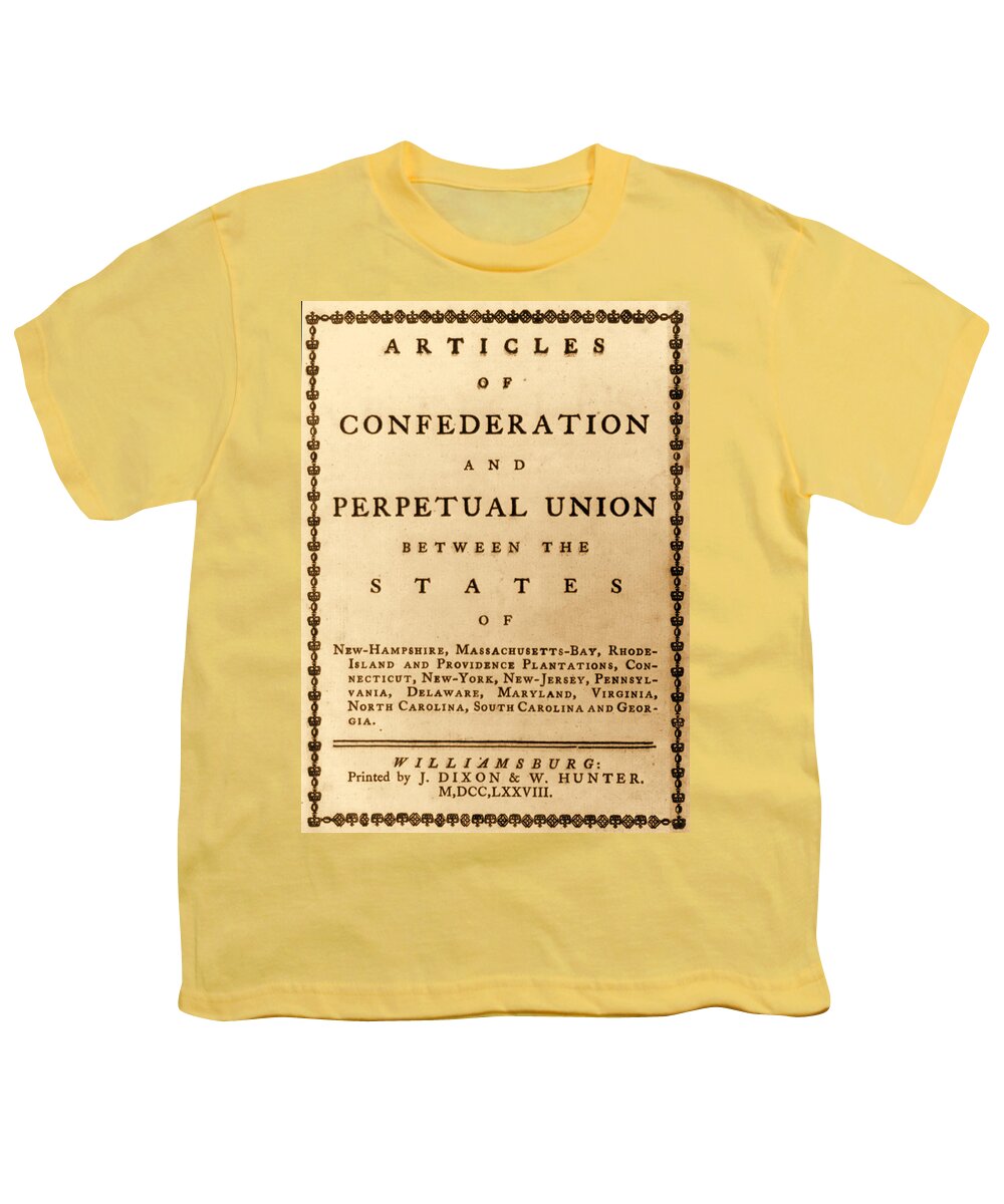 Government Youth T-Shirt featuring the photograph Articles Of Confederation, 1777 by Science Source