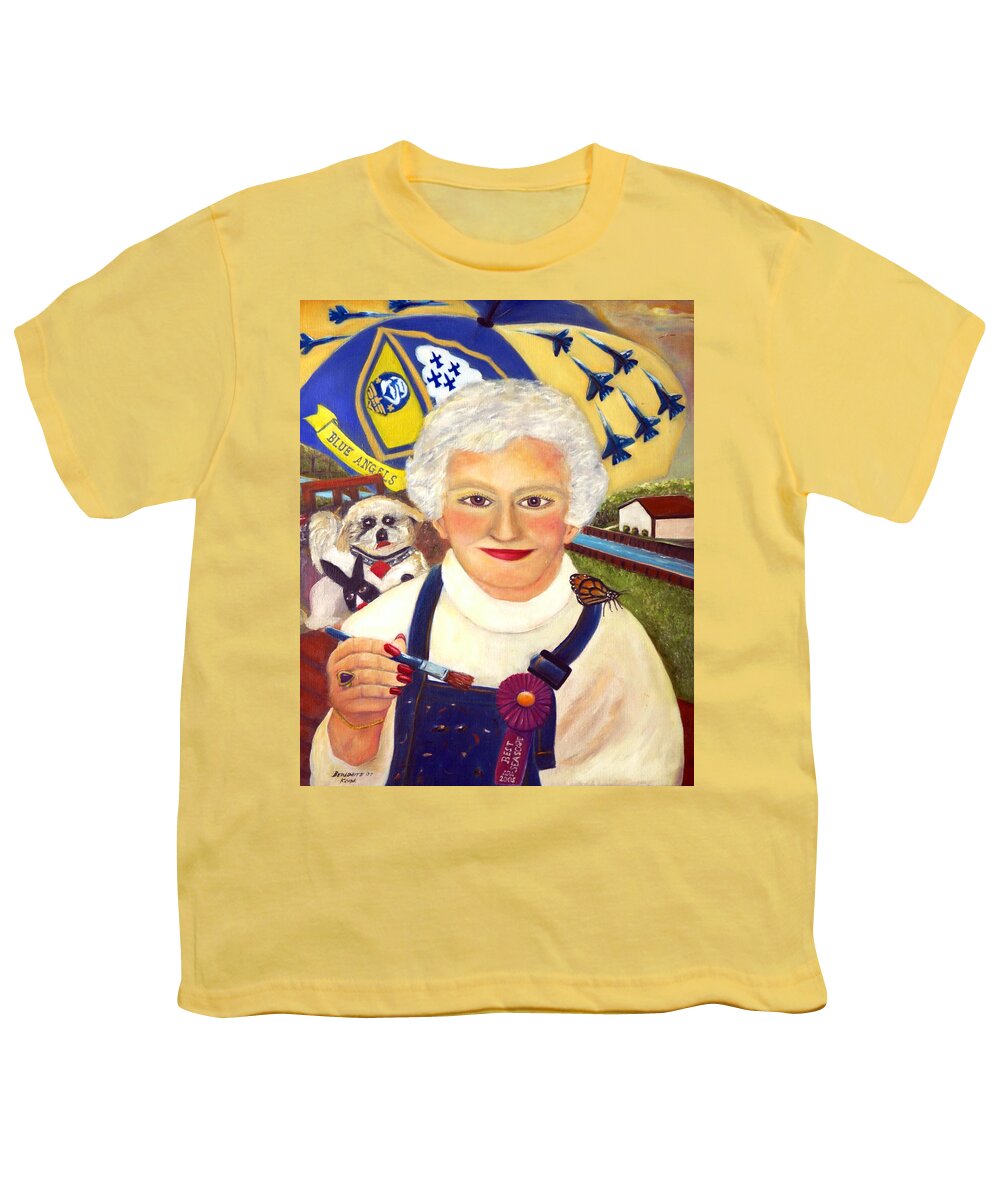 Artist At Work Youth T-Shirt featuring the painting Artist at Work Portrait of Mary Krupa by Bernadette Krupa