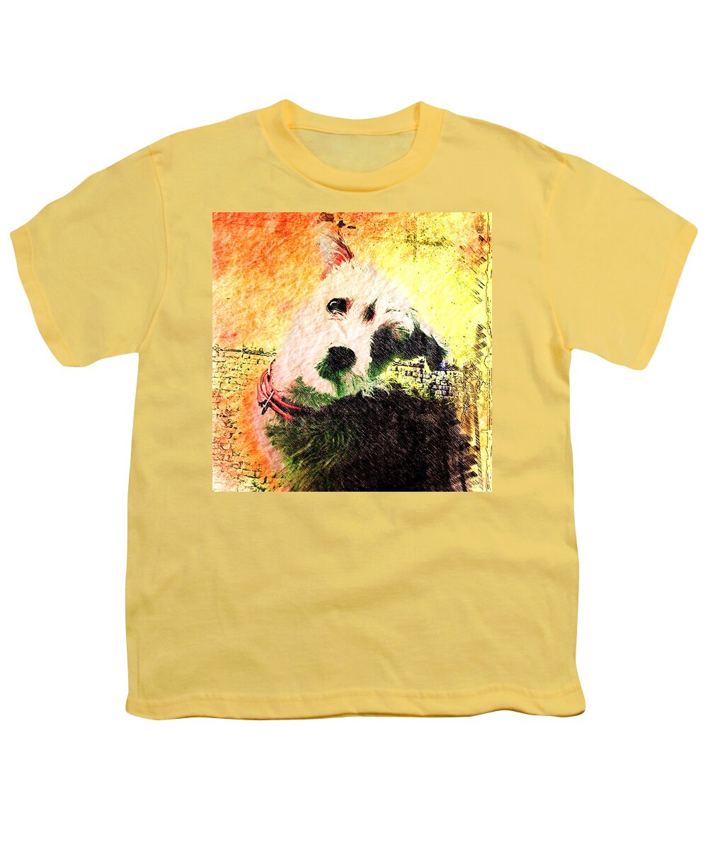 Puppy Youth T-Shirt featuring the mixed media Baxter by Kevyn Bashore
