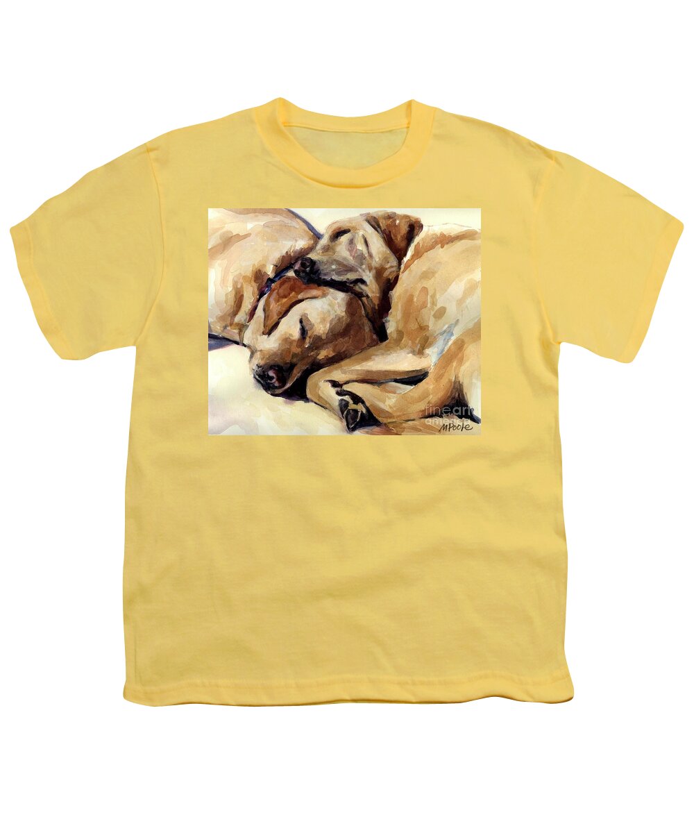 Yellow Labrador Retrievers Youth T-Shirt featuring the painting California Dreamers by Molly Poole