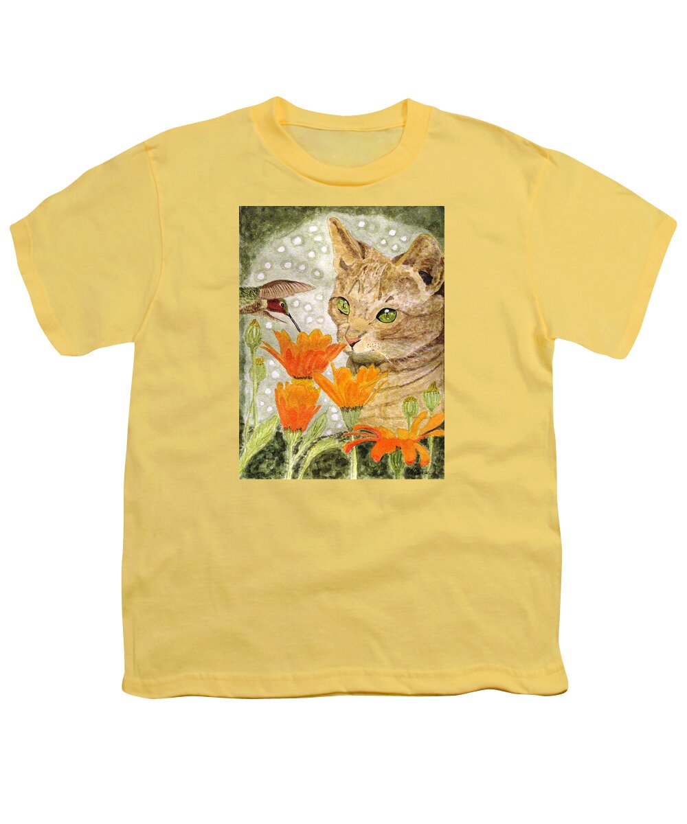 Kittens Youth T-Shirt featuring the painting Eye To Eye by Angela Davies