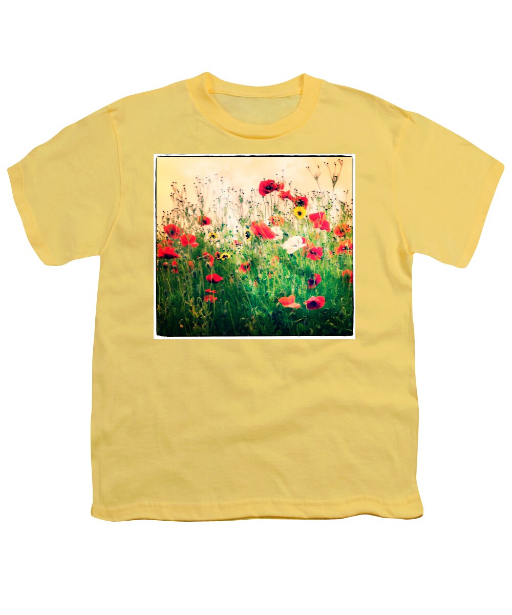 Flower Youth T-Shirt featuring the photograph Field of Poppy's by Spikey Mouse Photography