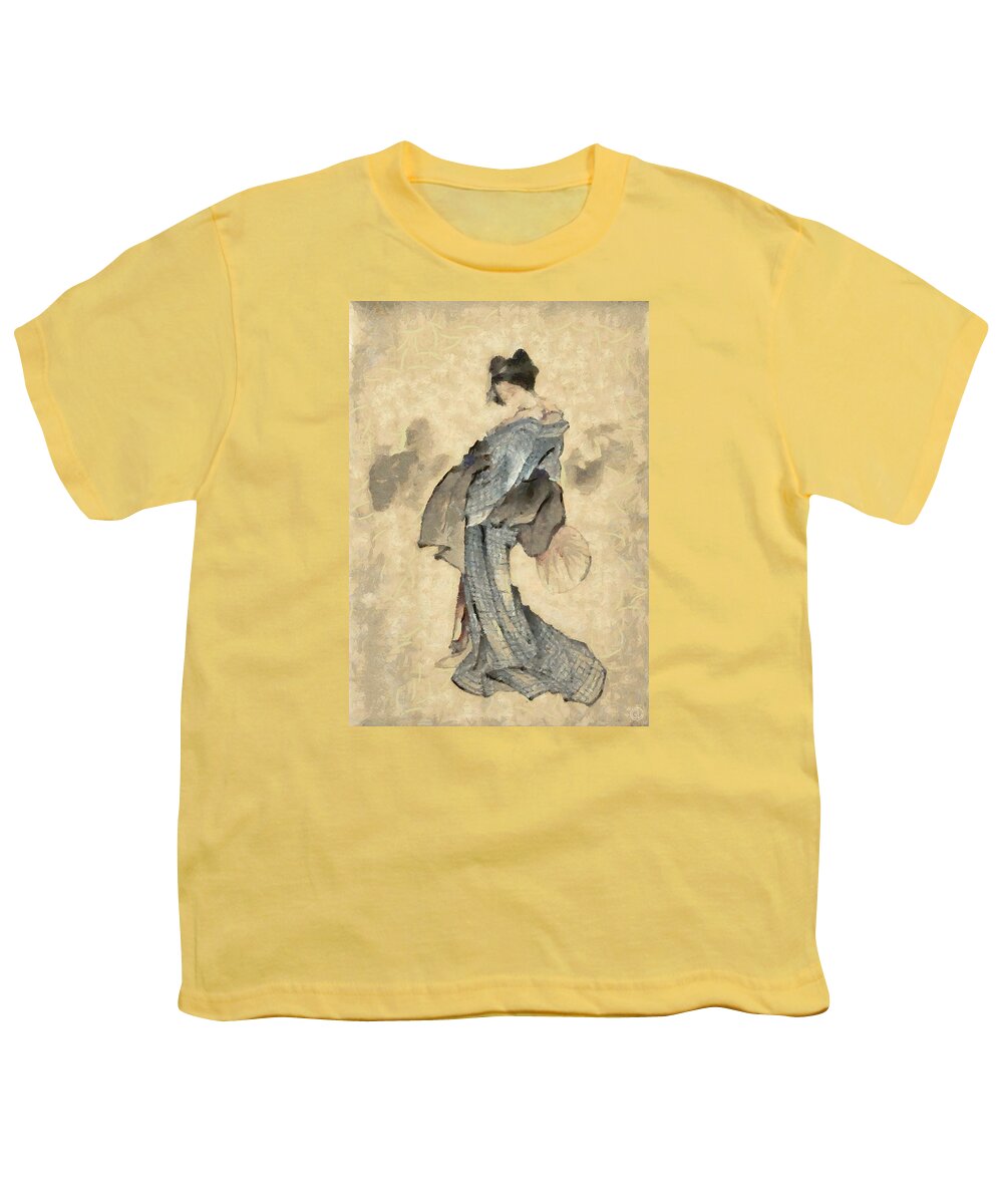 Woman Youth T-Shirt featuring the digital art Geisha by Gun Legler