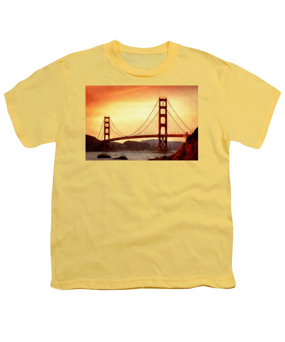 San Francisco Youth T-Shirt featuring the painting Golden Gate Bridge San Francisco California by Fine Art