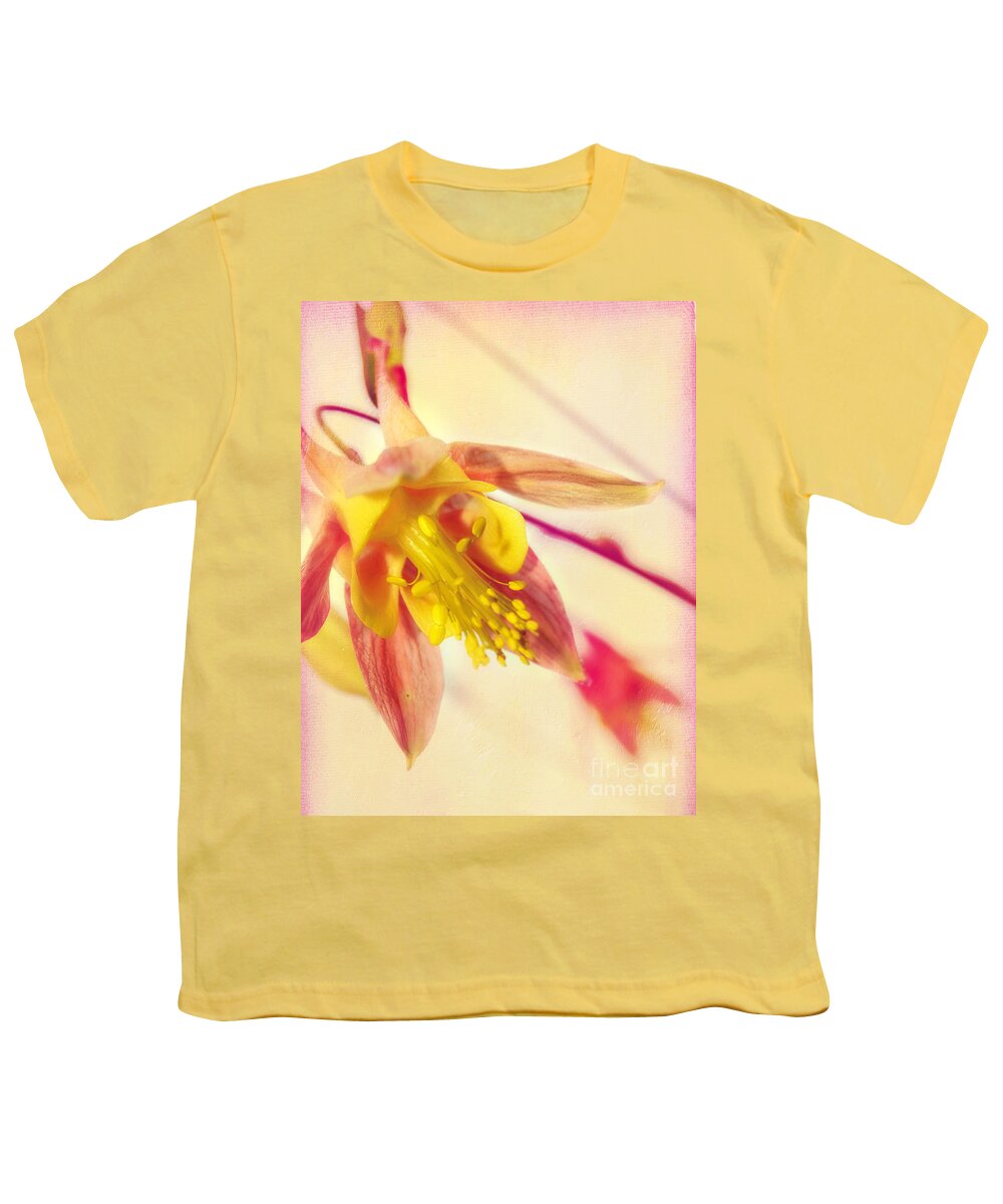 Macro Flower Youth T-Shirt featuring the photograph Inside the Columbine Flower by Peggy Franz