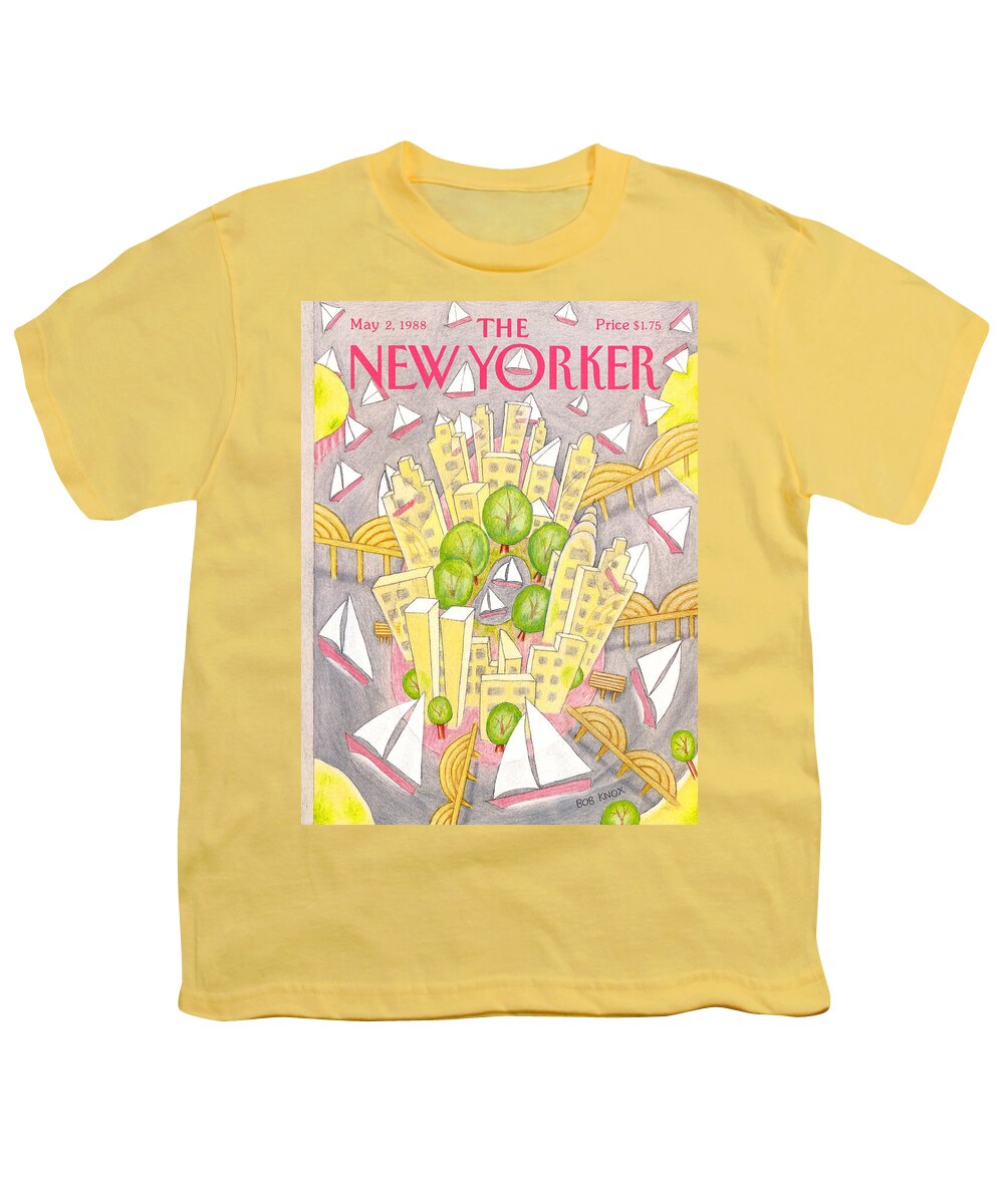  Technology Youth T-Shirt featuring the painting New Yorker May 2nd, 1988 by Bob Knox