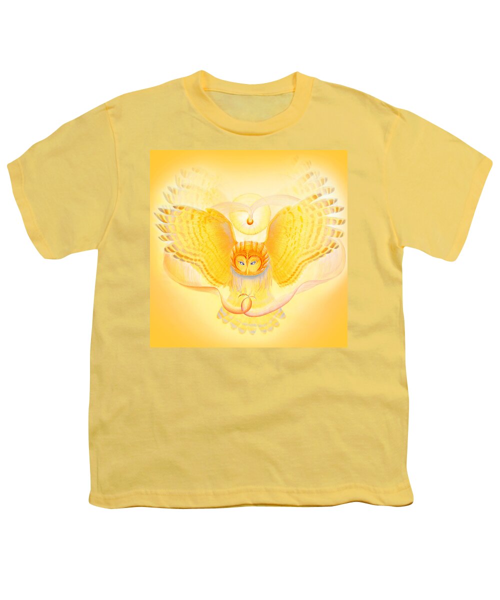 Owl Youth T-Shirt featuring the drawing Owl Touching the Medicine Song by Robin Aisha Landsong
