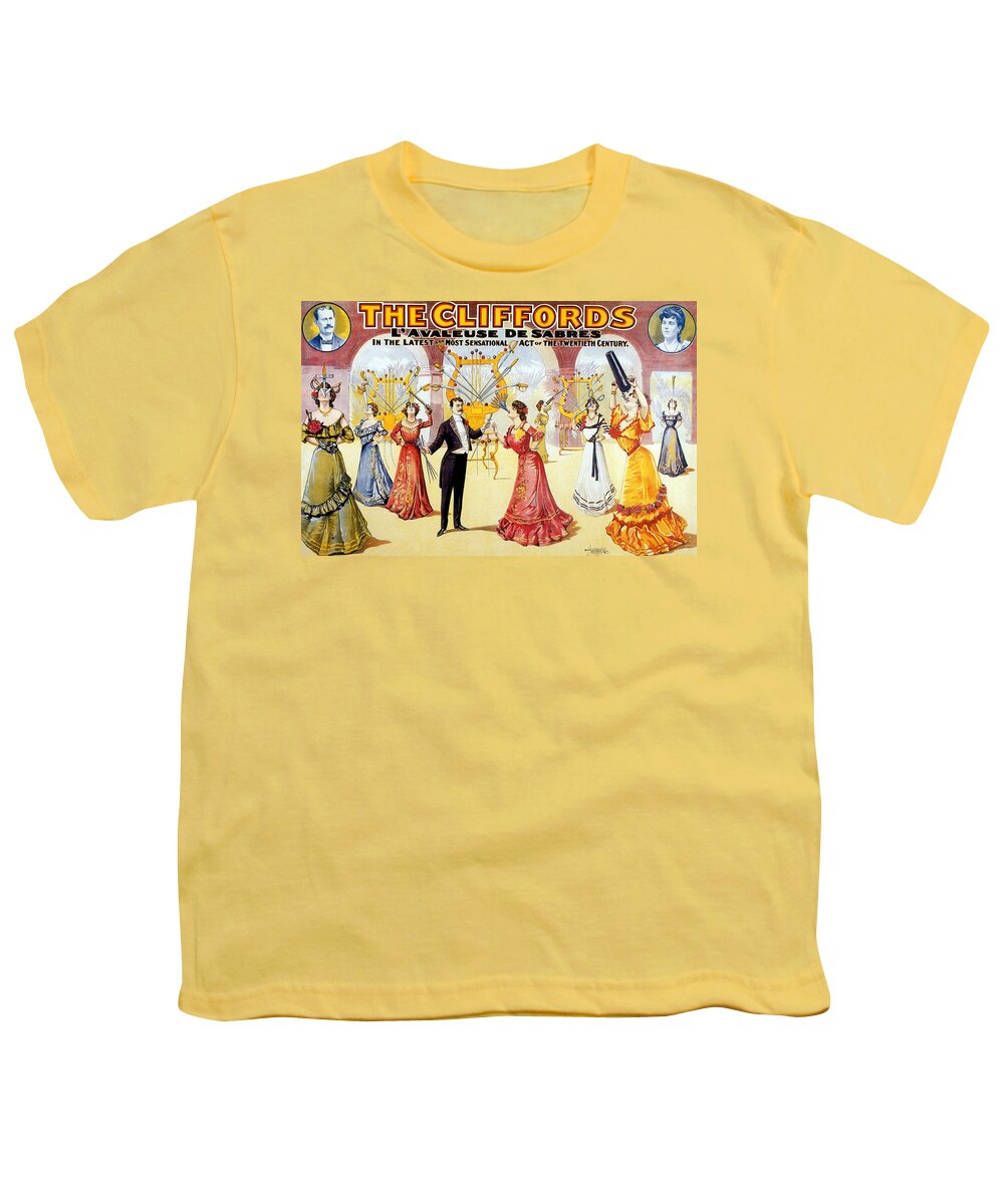Entertainment Youth T-Shirt featuring the photograph The Cliffords, Sword Swallowing Act by Science Source