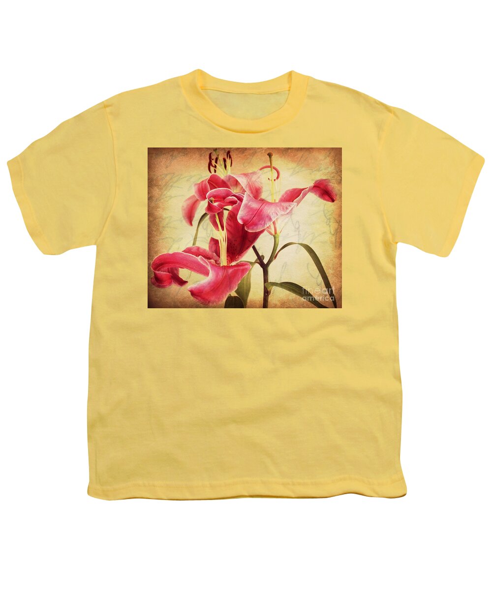 Stargazer Lily Youth T-Shirt featuring the photograph The Dance of the Stargazer by Clare Bevan