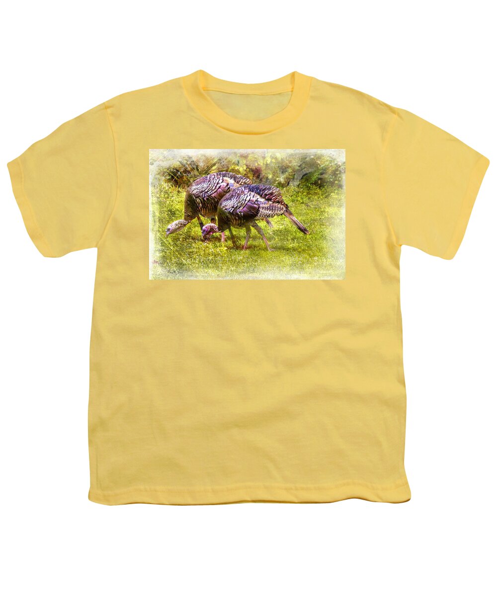 Turkey Youth T-Shirt featuring the photograph Wild Turkey Hens by Barry Jones