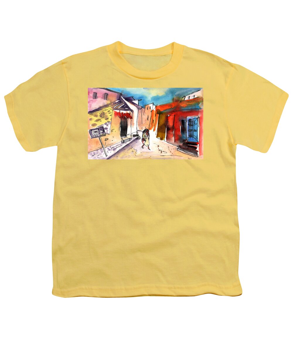 Travel Art Youth T-Shirt featuring the painting Wine Road in Archanes in Crete by Miki De Goodaboom