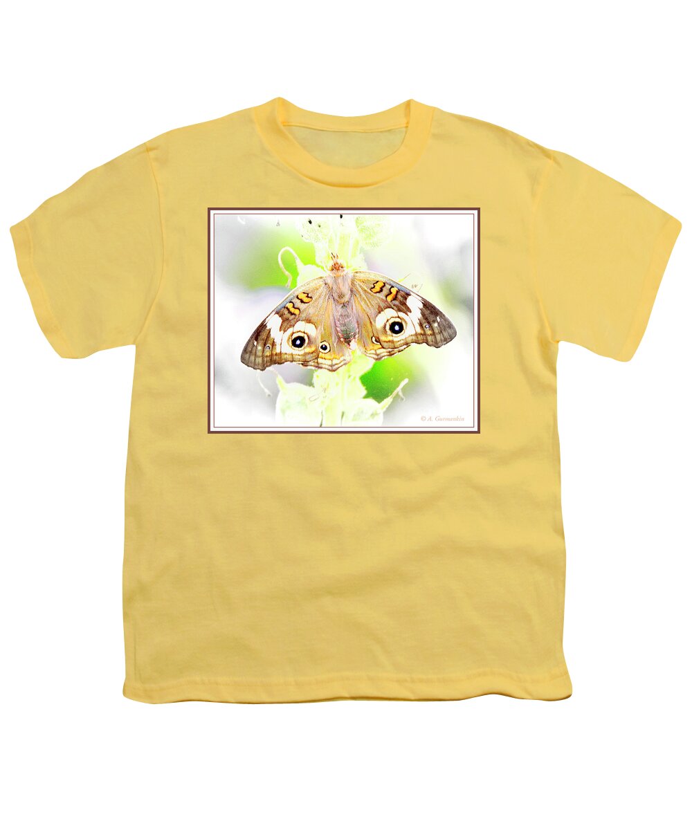 Taxonomy Youth T-Shirt featuring the photograph Common Buckeye Butterfly, Junonia coenia #1 by A Macarthur Gurmankin