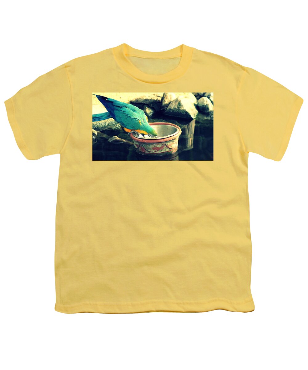 Blue-and-yellow Macaw Youth T-Shirt featuring the photograph Blue-and-yellow Macaw #3 by Jackie Russo