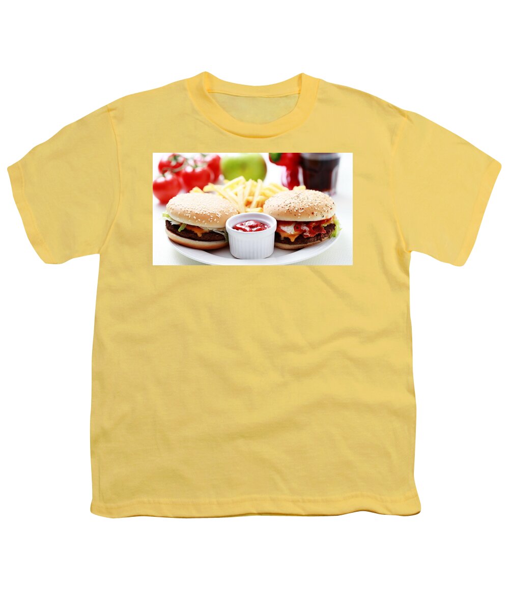 Burger Youth T-Shirt featuring the digital art Burger #5 by Super Lovely