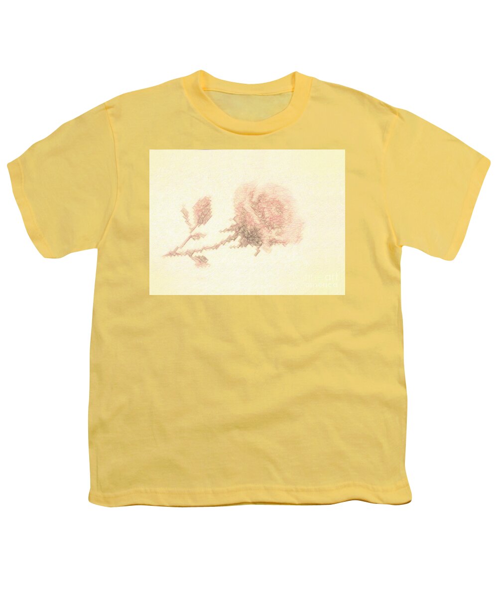 Flower Youth T-Shirt featuring the photograph Artistic Etched Rose by Linda Phelps