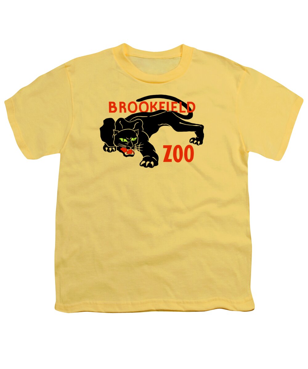 Black Youth T-Shirt featuring the digital art Black panther Brookfield Zoo ad by Heidi De Leeuw