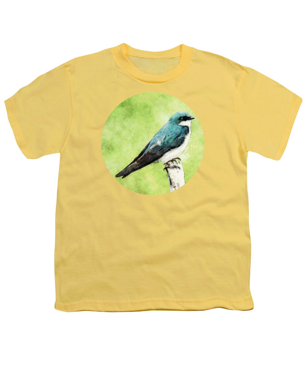 Bird Youth T-Shirt featuring the mixed media Blue Bird by Phil Perkins