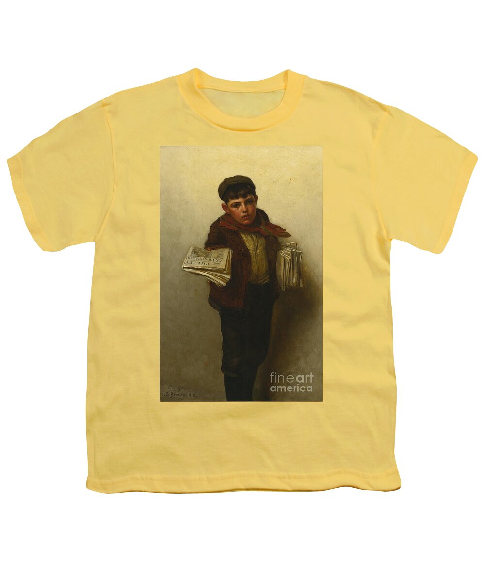 John George Brown 1831 - 1913 Ust Out Youth T-Shirt featuring the painting Brown by MotionAge Designs