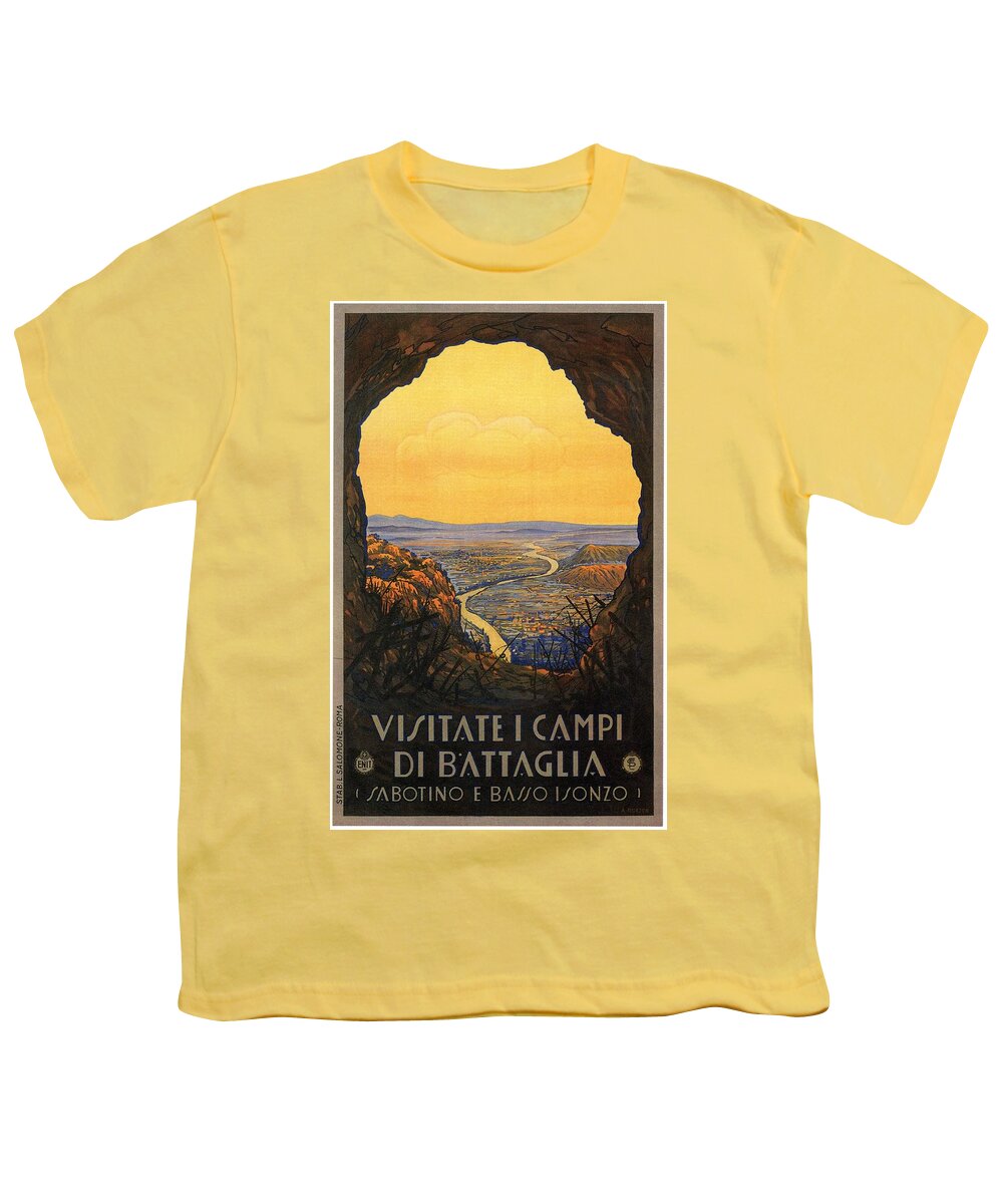 Campi Di Battaglia Youth T-Shirt featuring the mixed media Campi Di Battaglia - Battaglia Terme, Italy - Retro travel Poster - Vintage Poster by Studio Grafiikka