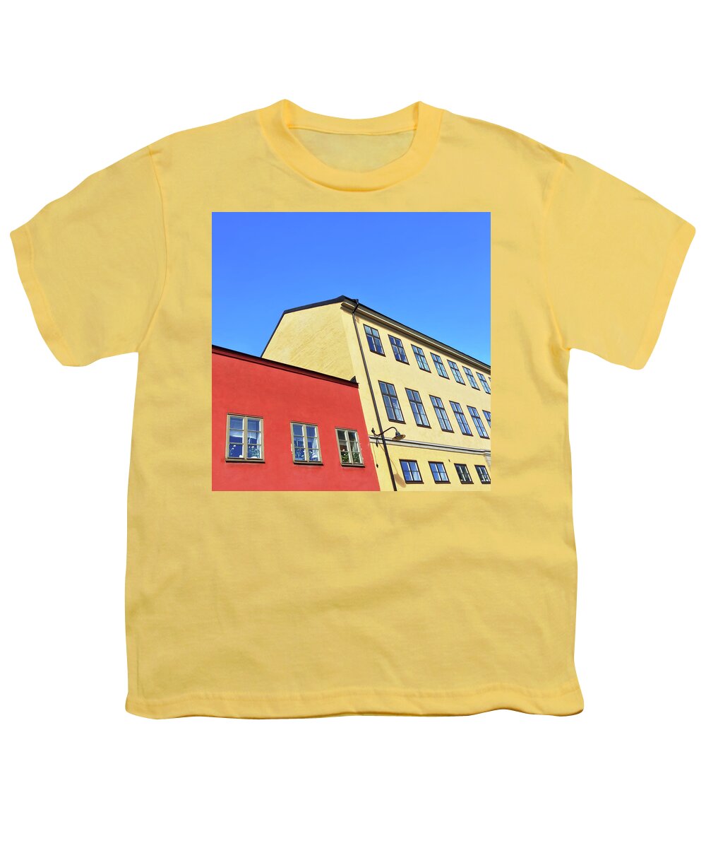 Stockholm Youth T-Shirt featuring the photograph Colorful buildings of Stockholm by GoodMood Art
