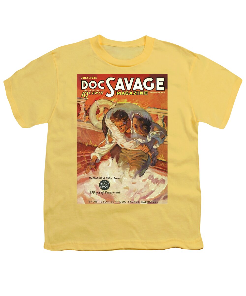 Comic Youth T-Shirt featuring the drawing Doc Savage The Black Spot by Conde Nast