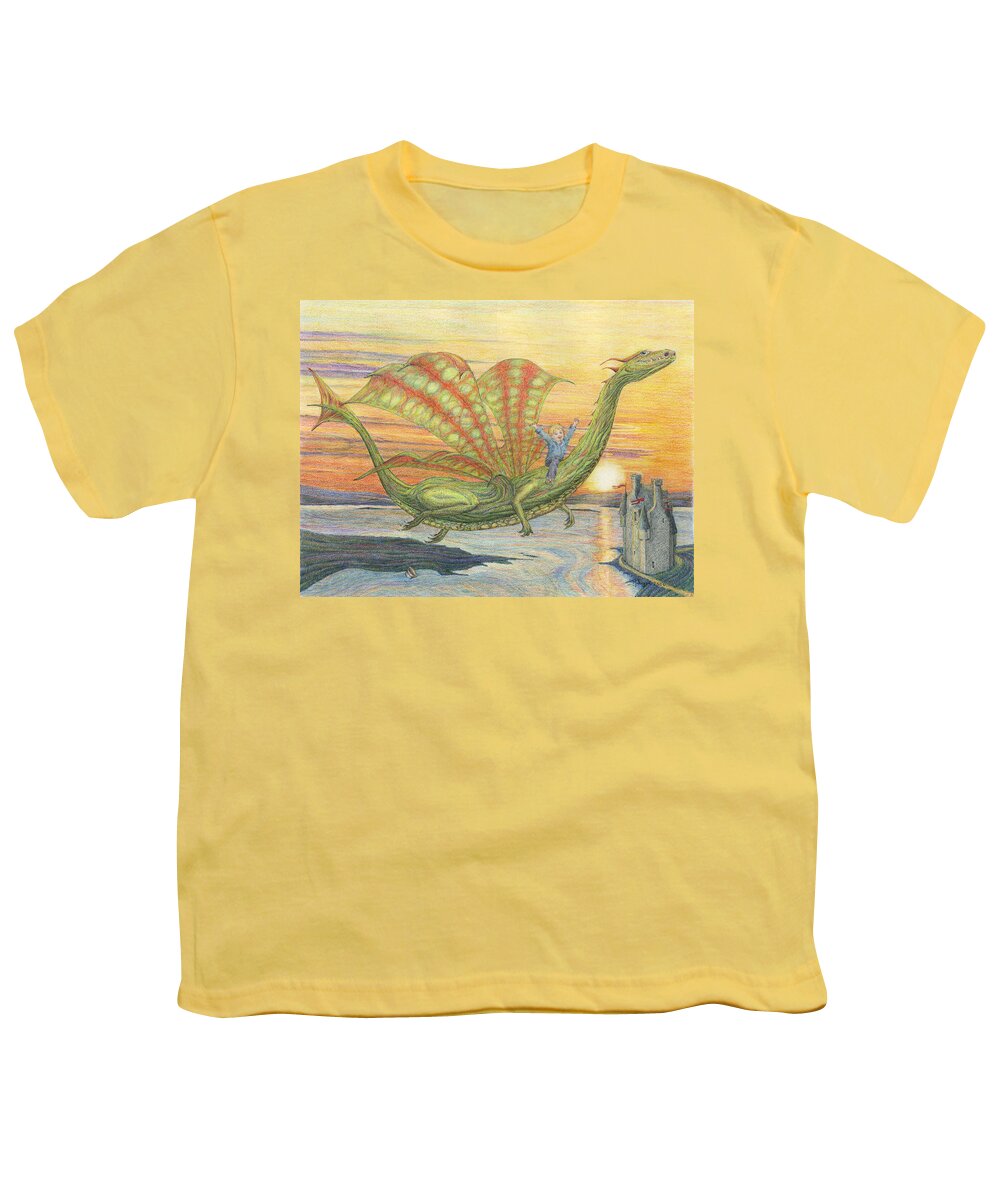 Dragon Youth T-Shirt featuring the drawing Dragon Dreams by Mark Johnson